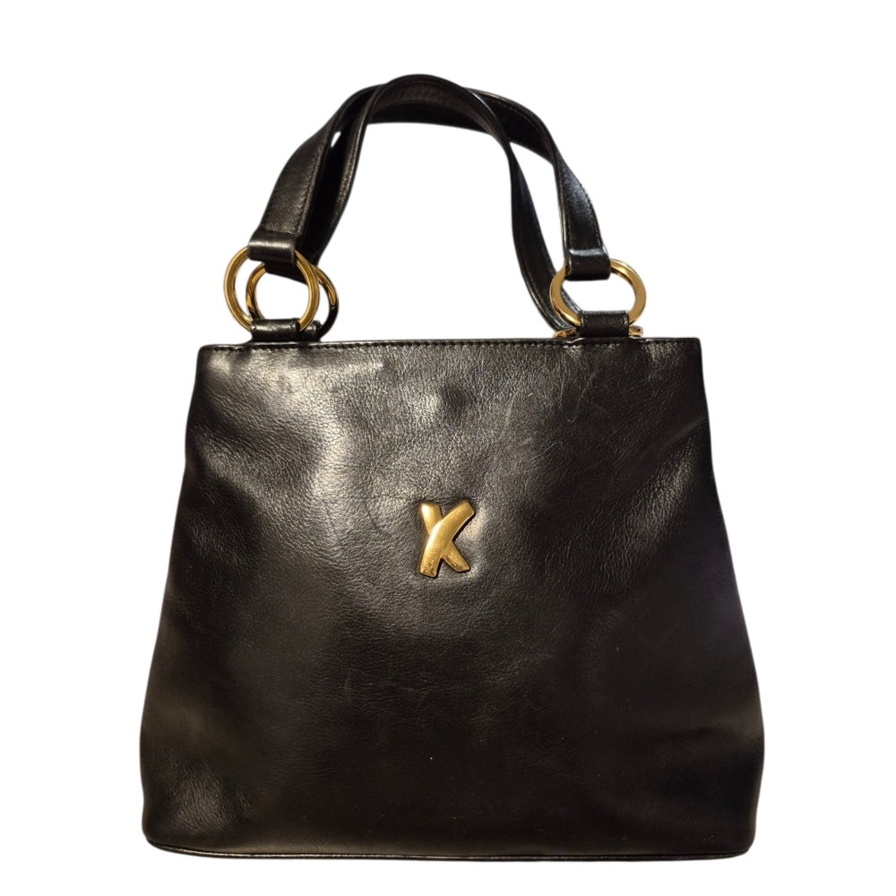 Vintage Paloma Picasso Black Leather Small Bag